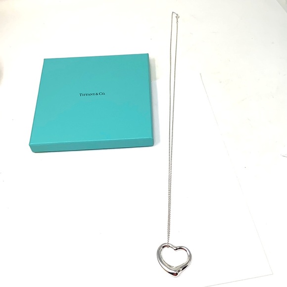 💯% Authentic Tiffany & CO. Elsa Peretti Big Open Heart Pendant Necklace 💖 - Picture 10 of 11